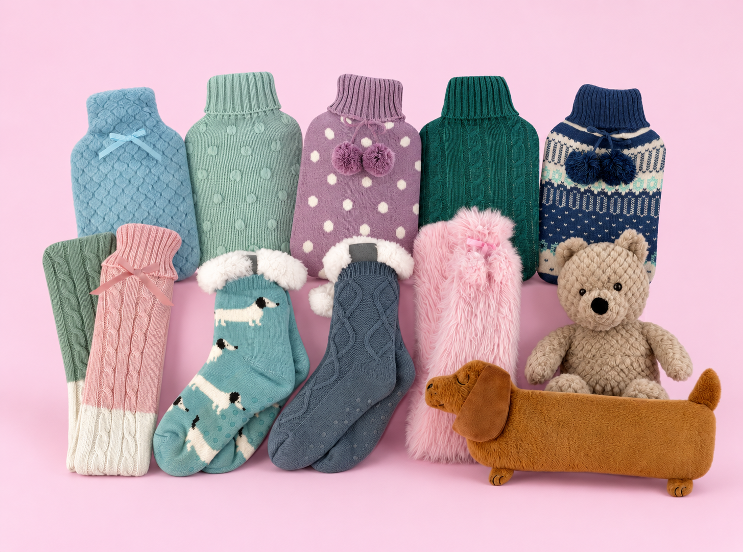 A warm and colourful Hotspot range of heat packs, socks and plush gifts