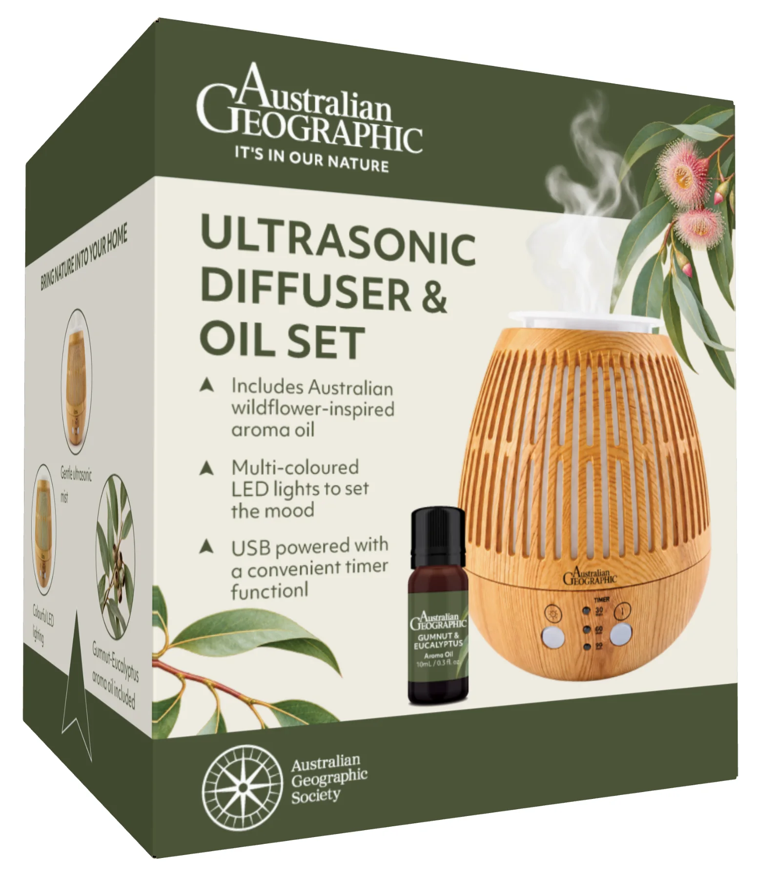 Australian Geographic Ultrasonic Diffuser & Oil Starter Set