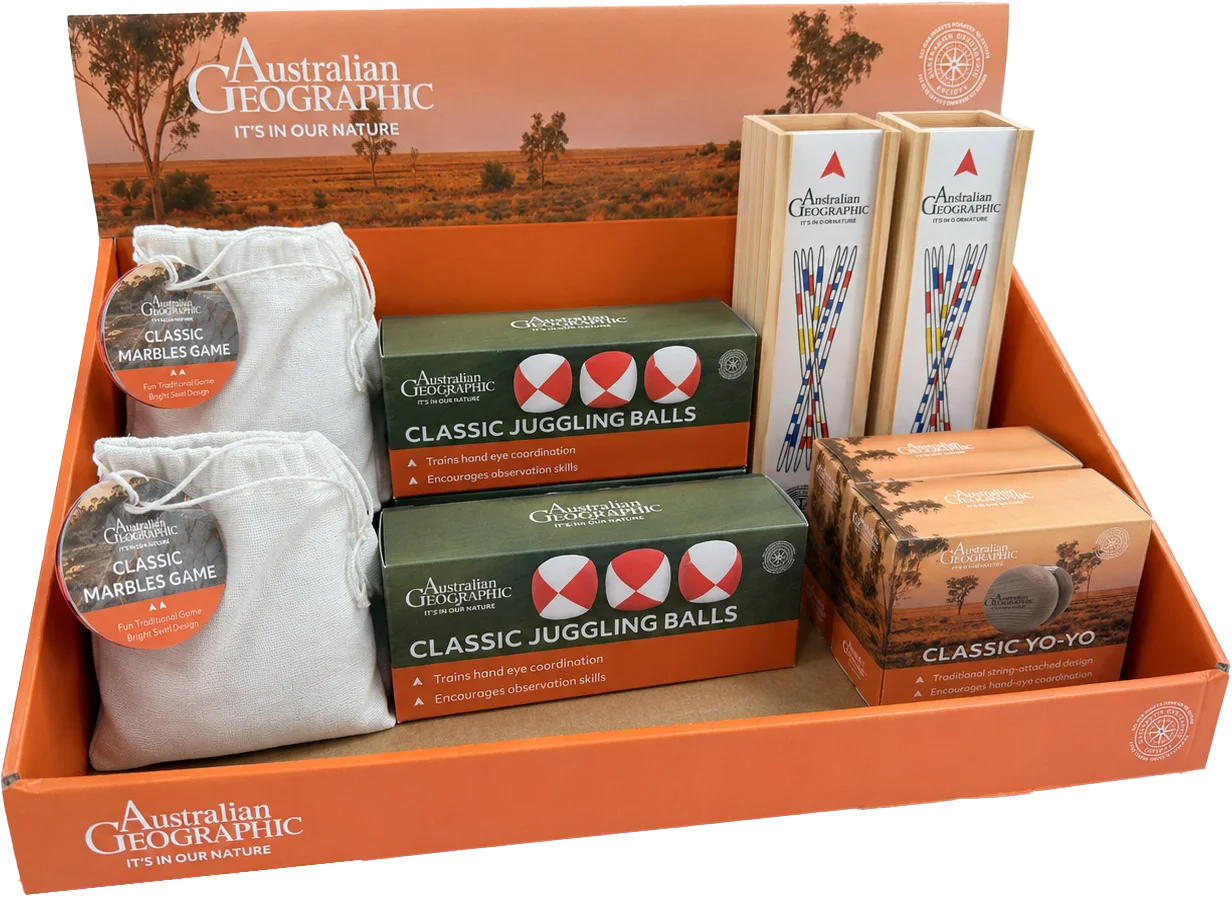 Australian Geographic Classic Game Collection- Pick up sticks, Marbles, Yoyo, Juggling Balls