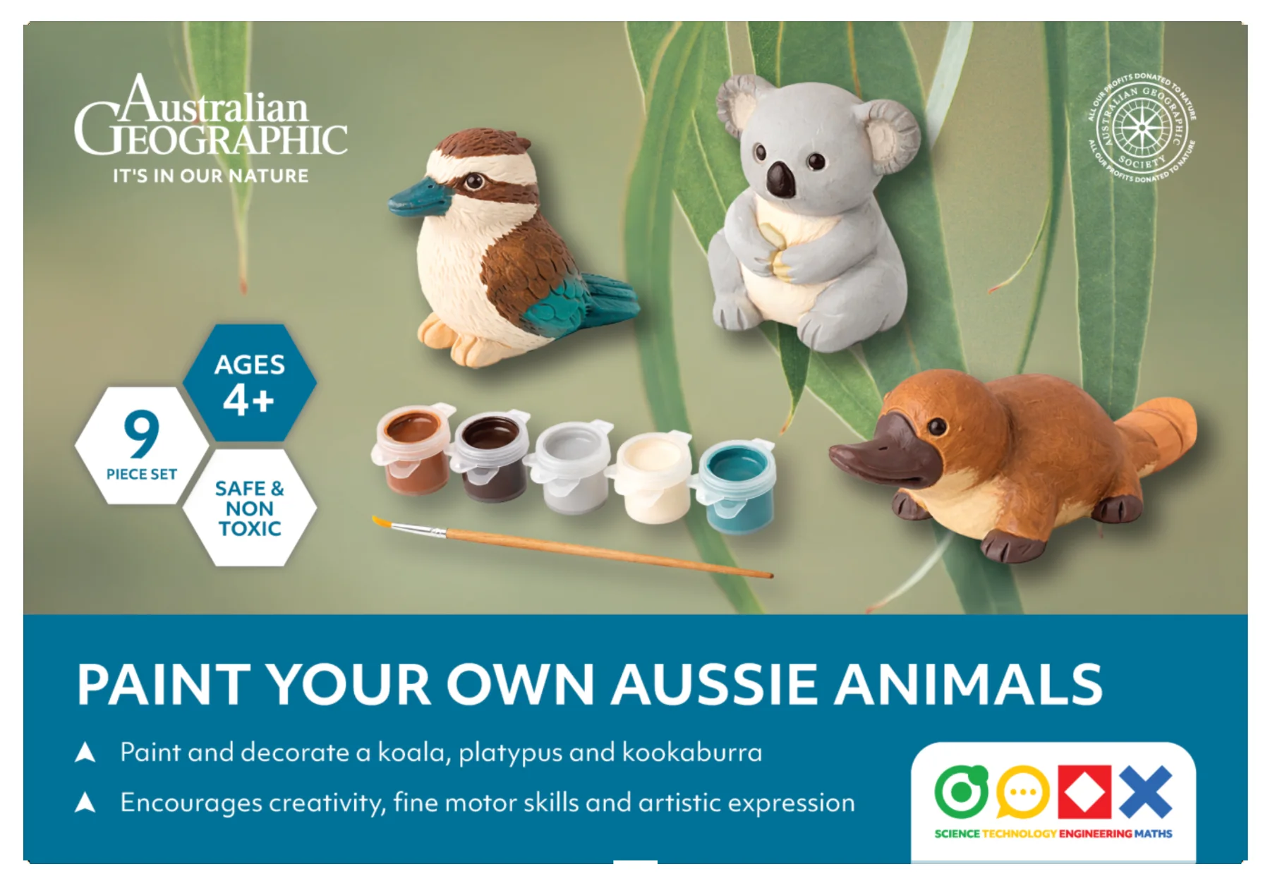 Australian Geographic STEM Paint Your Own Aussie Animals (Set of 3)