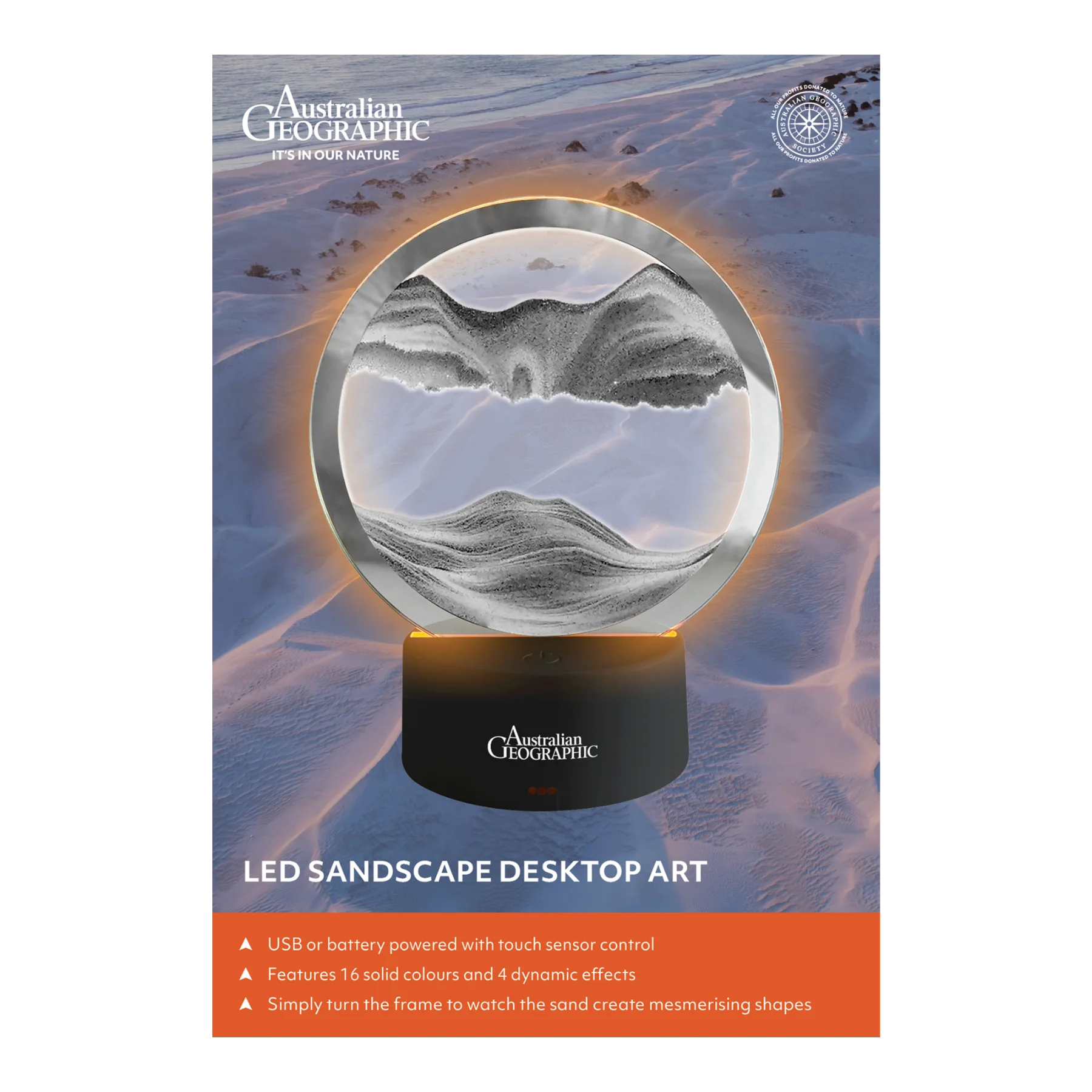 Australian Geographic Round LED Sandscape - Black