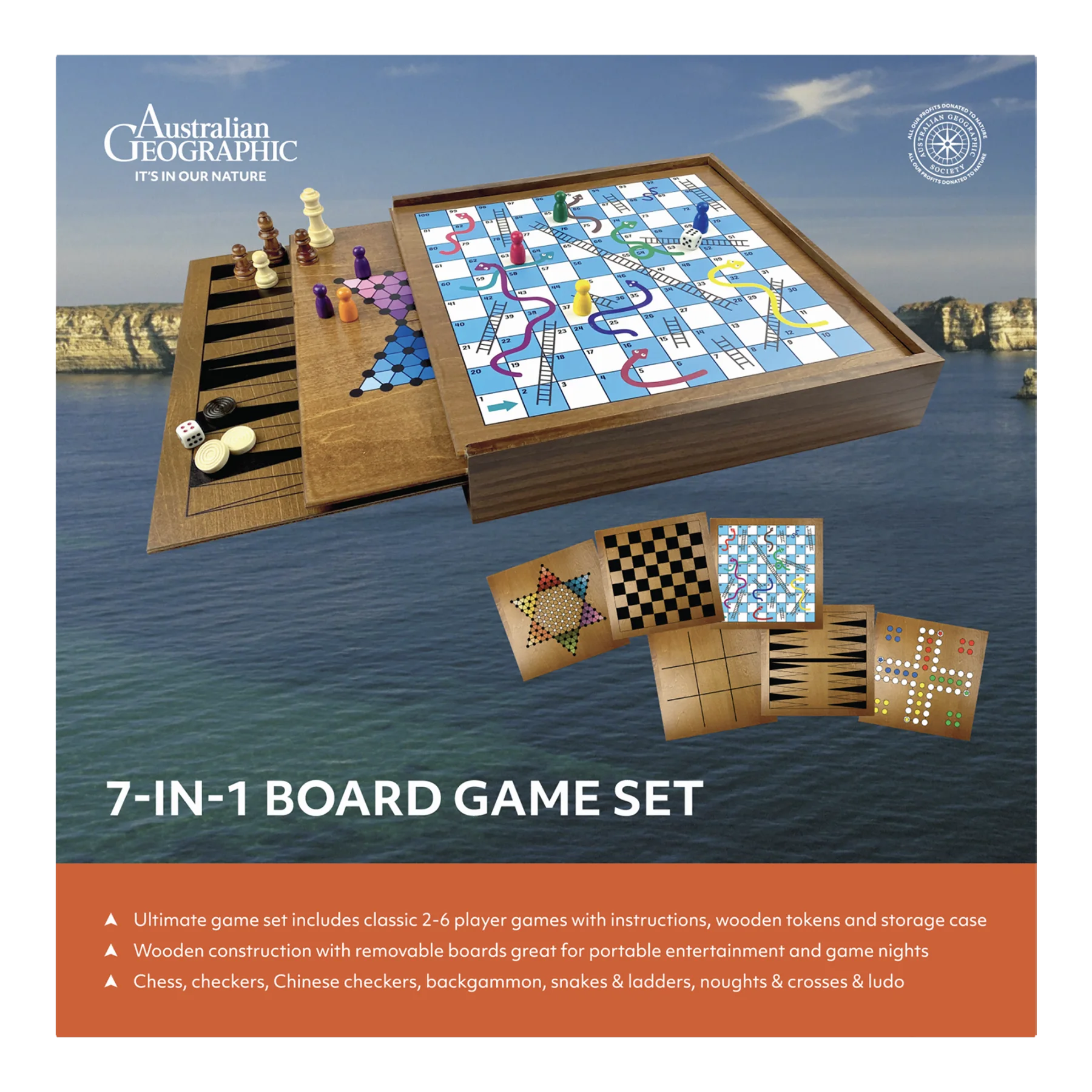 Australian Geographic 7-in-1 Board Game Set