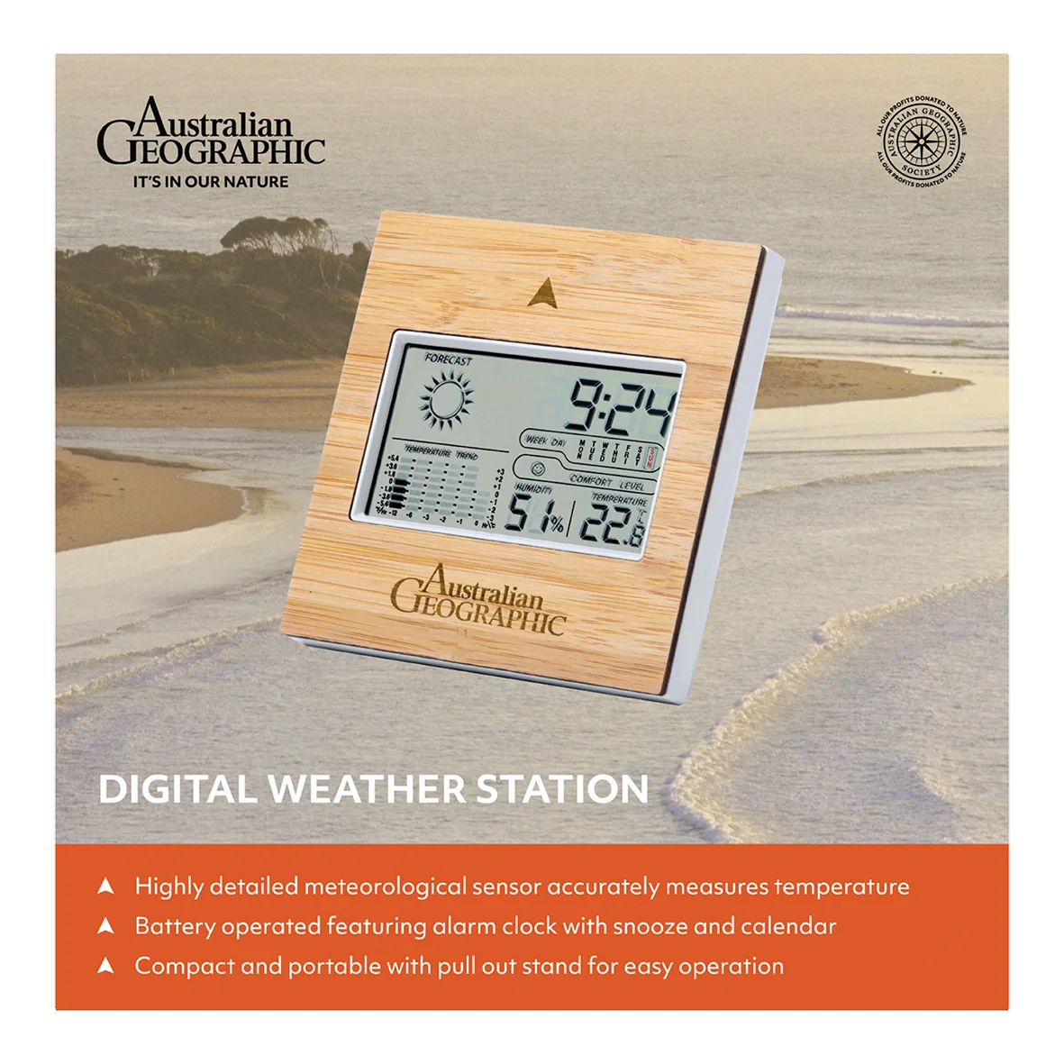 Australian Geographic Digital Weather Station - Bamboo Finish