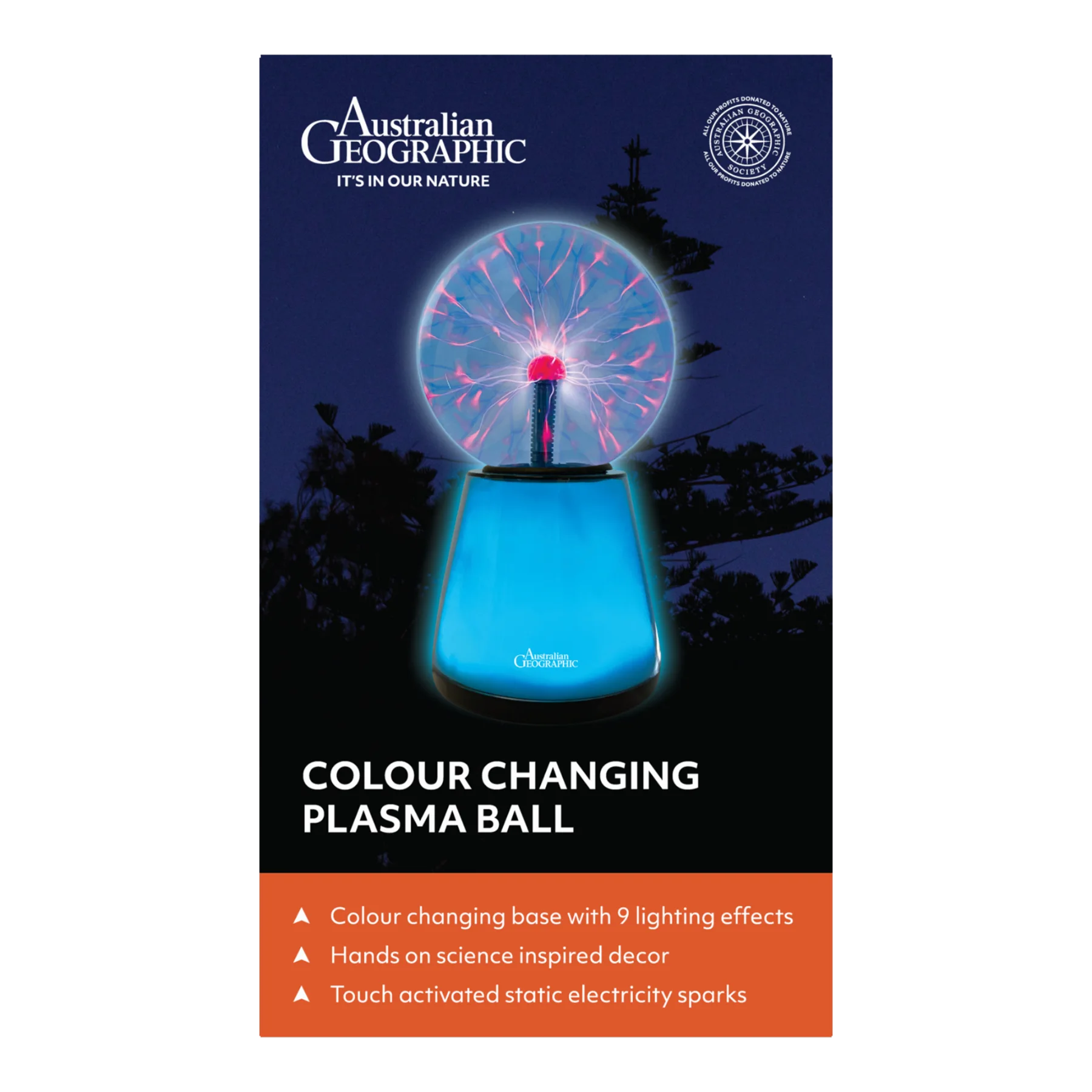 Australian Geographic Plasma Ball (Colour Changing Base)