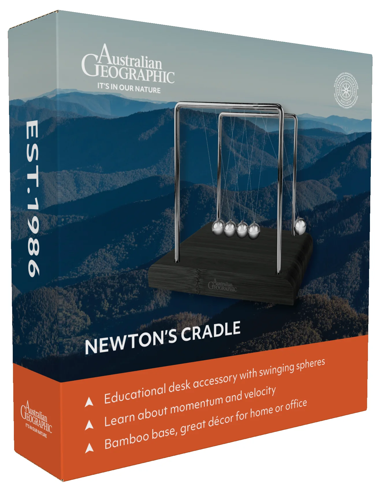 Australian Geographic Newton's Cradle - Black Base